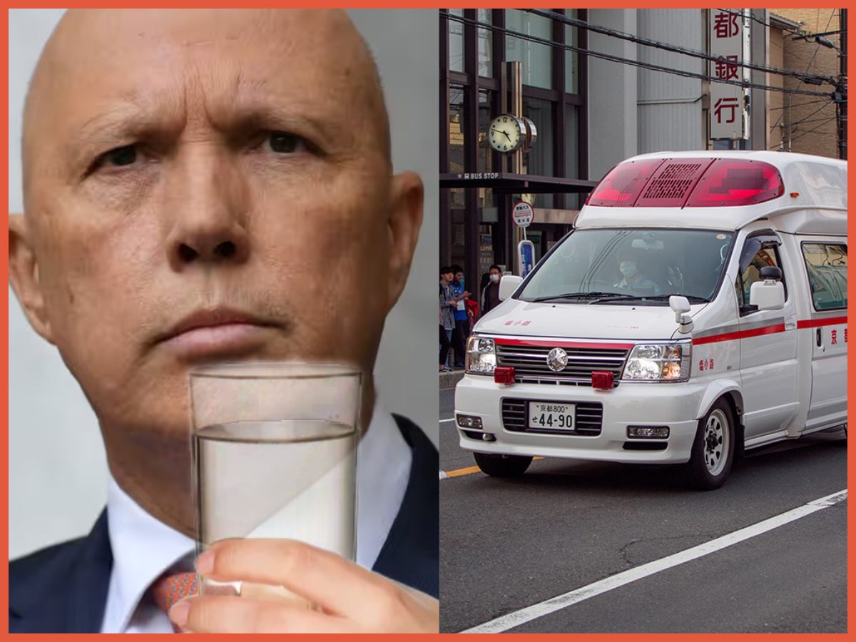Peter Dutton Drinks Fukushima Water To Prove Nuclear Power is Safe, Hospitalised Immediately